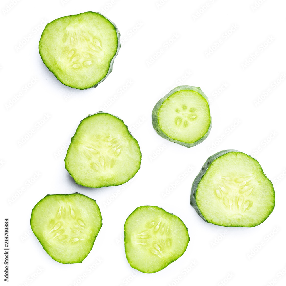 Cucumber cut on white Cucumber cut on white