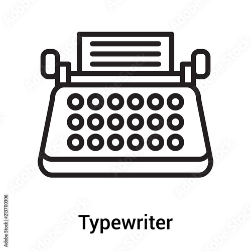 Typewriter icon vector sign and symbol isolated on white background, Typewriter logo concept