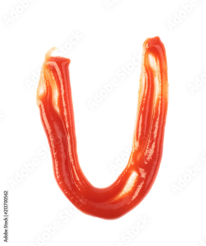 Single letter made of sauce isolated
