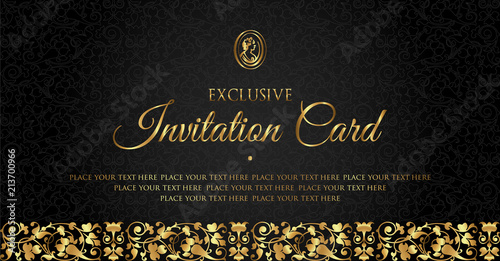 Luxury black and gold invitation card design - vintage style