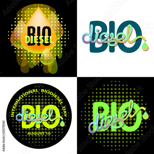 Biodiesel natural energy concept. Vector set.
