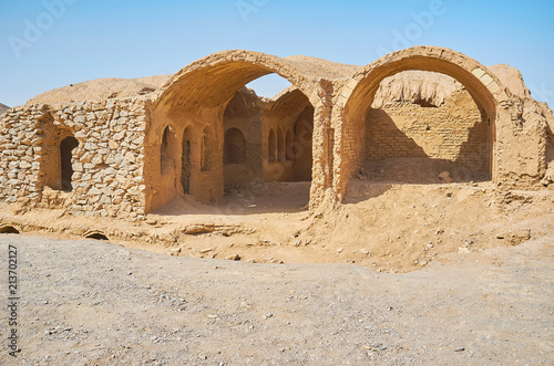 Adobe ruins of Zoroastrian complex, Yazd, Iran photo