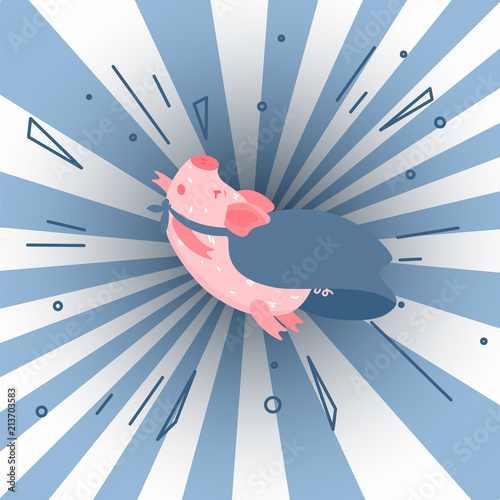 i'm superman. Cute cartoon pig illustration. 