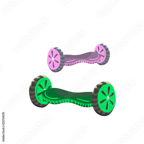 Vector illustration. Hoverboard, gyroscooter, gyroscope. Cartoon style