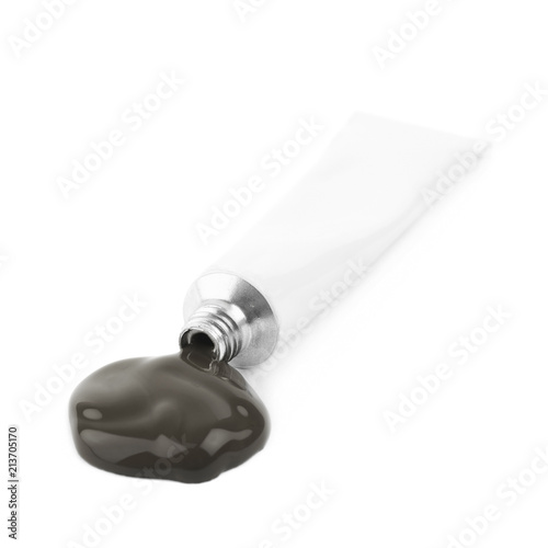 Metal tube of paint isolated