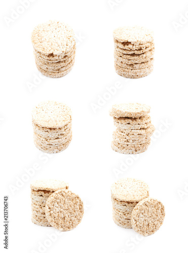 Air popped rice cakes isolated