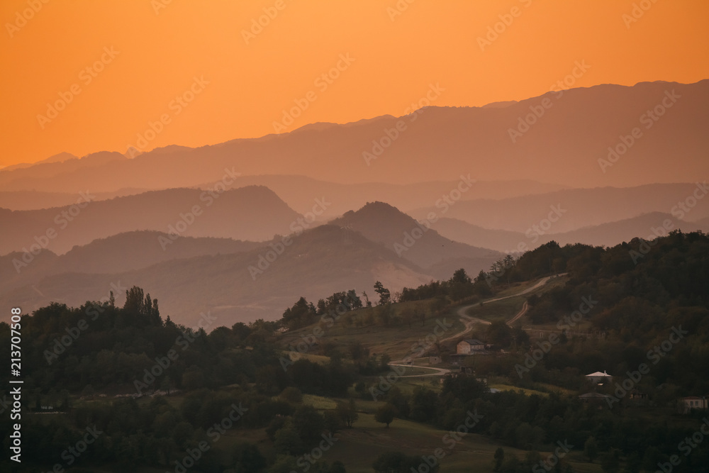 Kutaisi, Georgia. View Of Valley From Gelati Monastery In Sunset