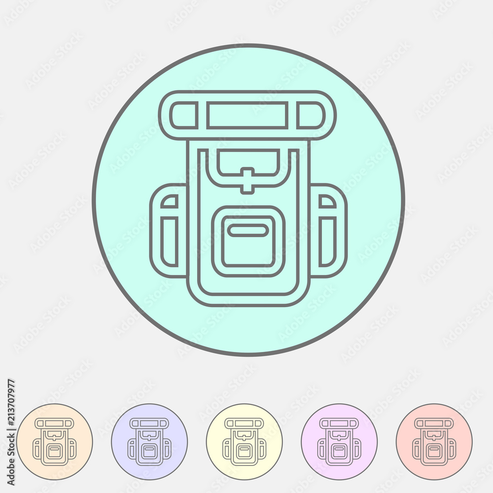 Hiking backpack trekking camping icon flat web sign symbol logo label Hiking backpack trekking camping icon flat web sign symbol logo label