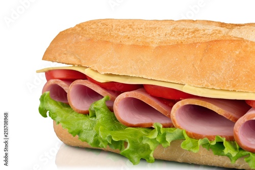 Sliced ham sandwich