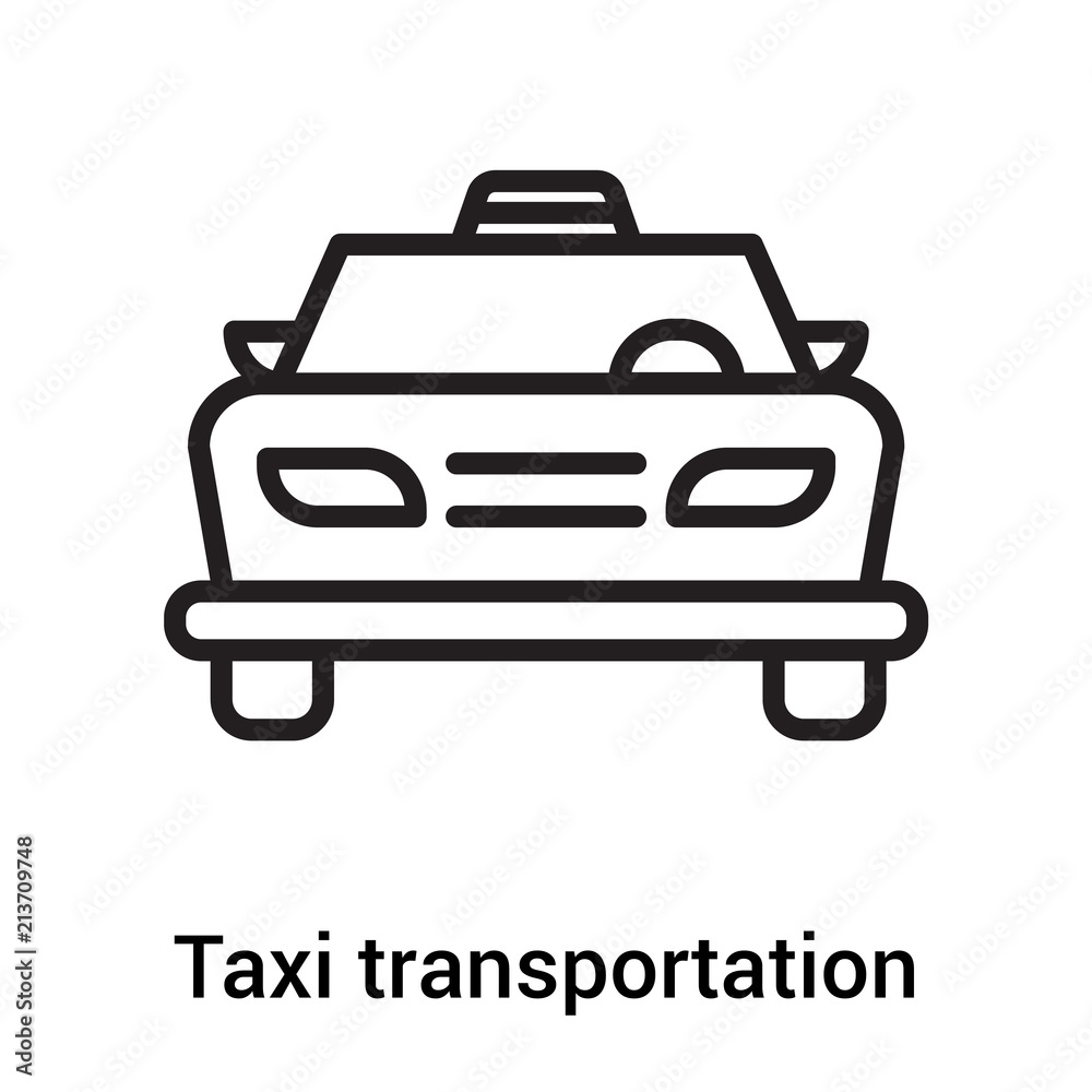 Taxi transportation car from frontal view icon vector sign and symbol isolated on white background, Taxi transportation car from frontal view logo concept