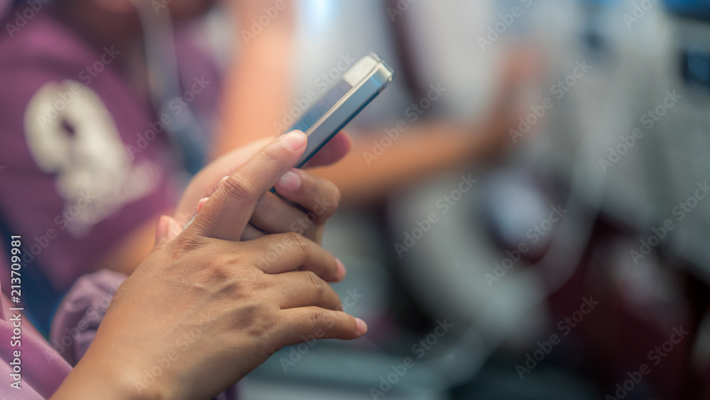 Hand holding mobile smart phone Hand holding mobile smart phone