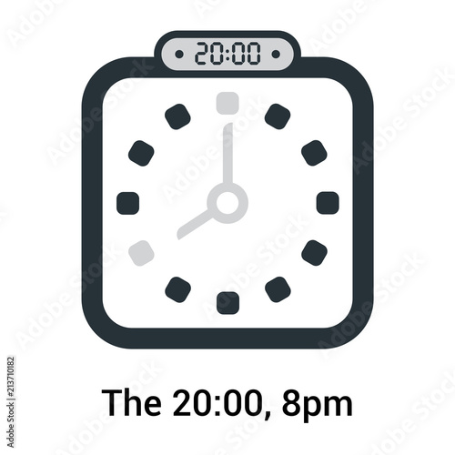 20:00, 8pm icon isolated on white background, clock and watch, timer, symbol, stopwatch, digital timer vector icon Stock Vector | Adobe Stock