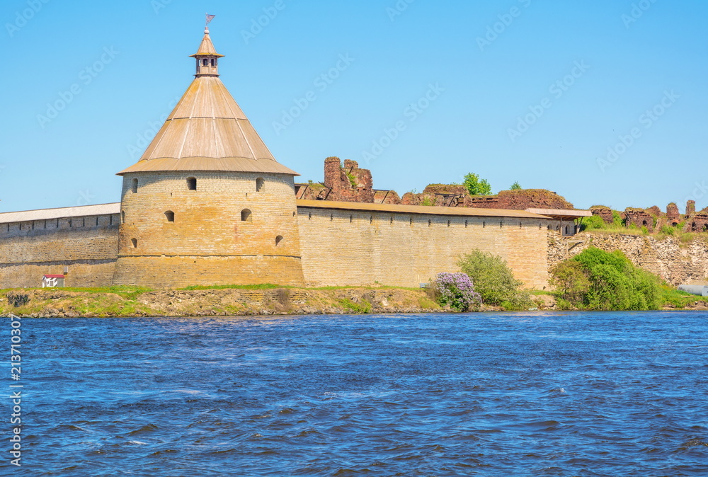 Ancient fortress Shlisselburg on the Neva River