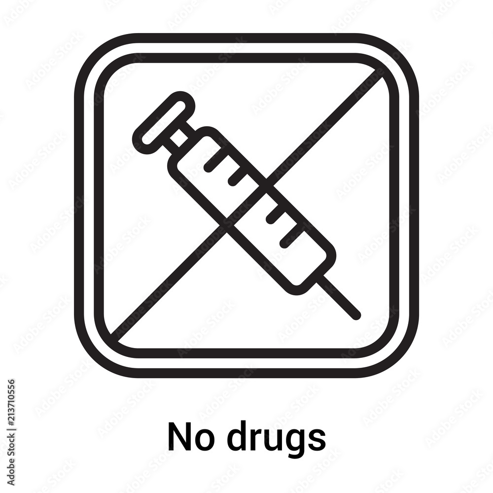 No drugs icon vector sign and symbol isolated on white background, No drugs logo concept No drugs icon vector sign and symbol isolated on white background, No drugs logo concept