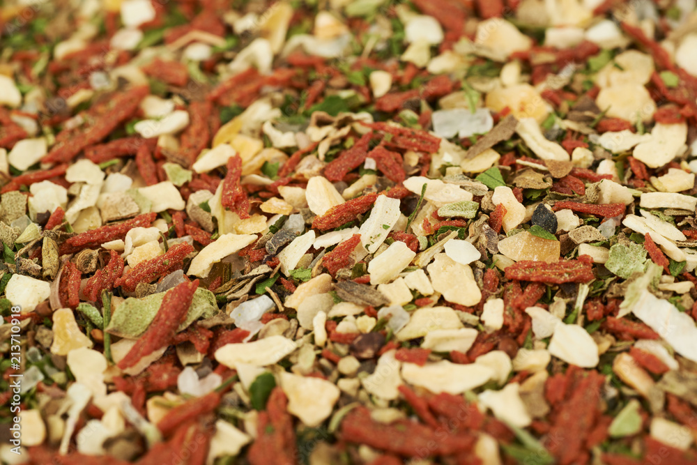 Surface coated with italian spices Surface coated with italian spices