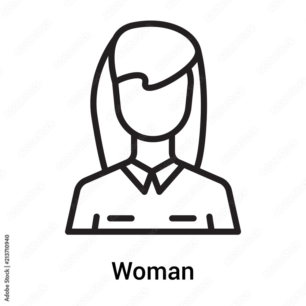 Woman icon vector sign and symbol isolated on white background, Woman logo concept