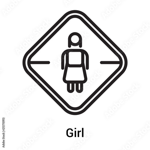 Girl icon vector sign and symbol isolated on white background, Girl logo concept