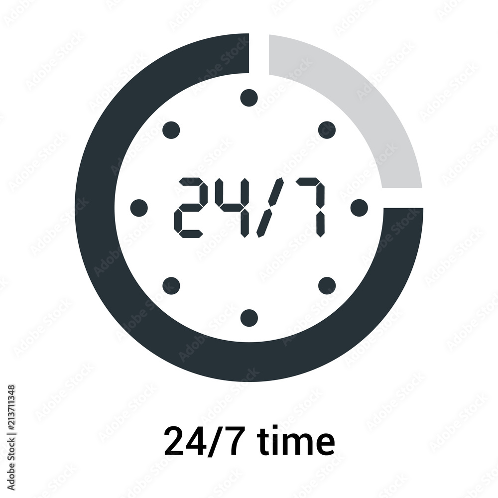 24/7 time icon isolated on white background, 24/7 support and service vector icon 24/7 time icon isolated on white background, 24/7 support and service vector icon