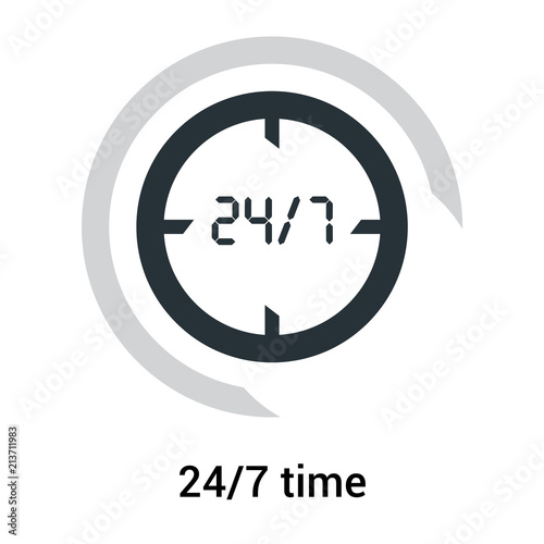 24 7 time icon isolated on white background  24 7 support and service vector icon