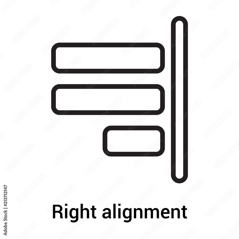 Right alignment icon vector sign and symbol isolated on white background, Right alignment logo concept Right alignment icon vector sign and symbol isolated on white background, Right alignment logo concept