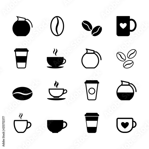 Simple set of flat black coffee icons in vector format © Untashable