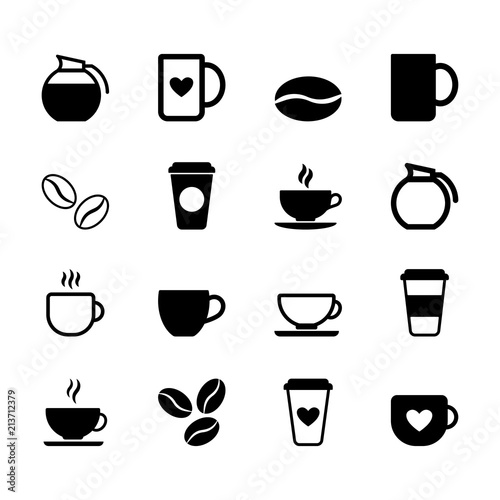 Simple set of flat black coffee icons in vector format © Untashable