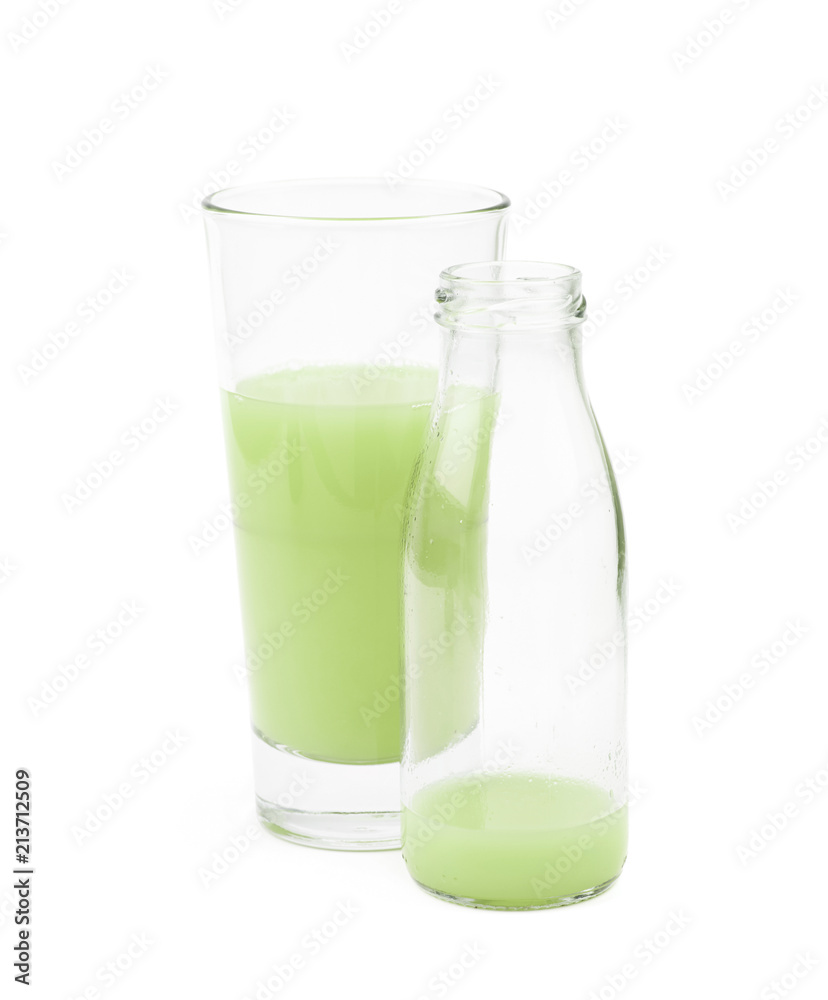Tall glass of green juice isolated Tall glass of green juice isolated