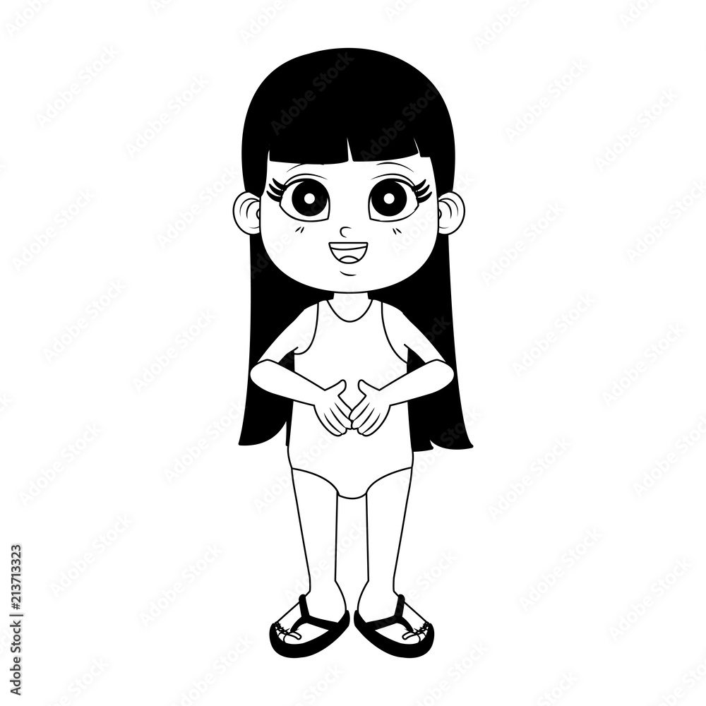 Beautiful girl with hand up cartoon vector illustration graphic design Beautiful girl with hand up cartoon vector illustration graphic design