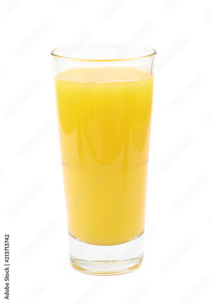 Glass of orange juice isolated