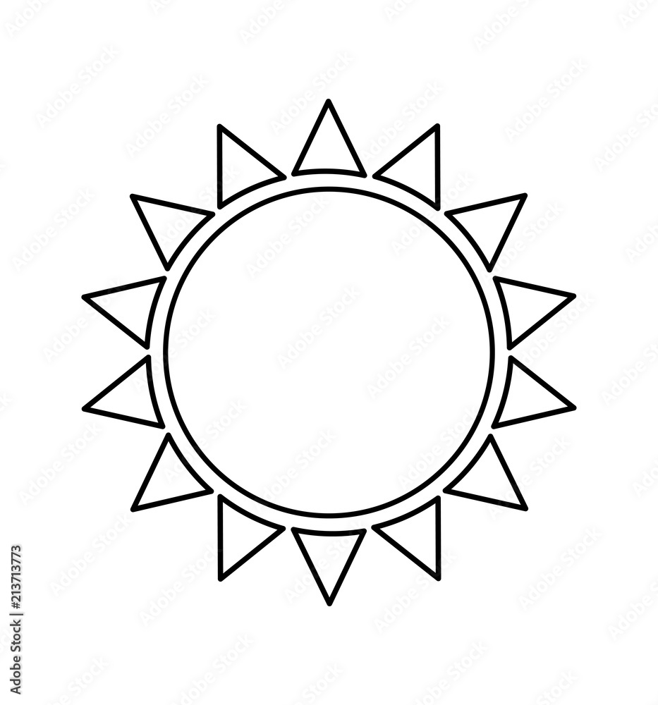 Sun icon flat line illustration vector isolated on white