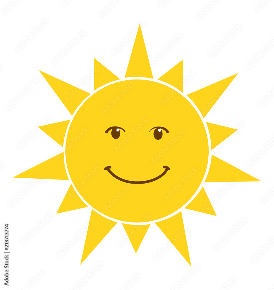 Happy smile sun icon vector illustration isolated on white Happy smile sun icon vector illustration isolated on white
