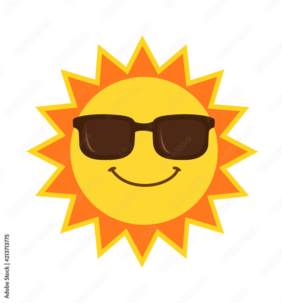 flat sun face icon illustration isolated on white vector 