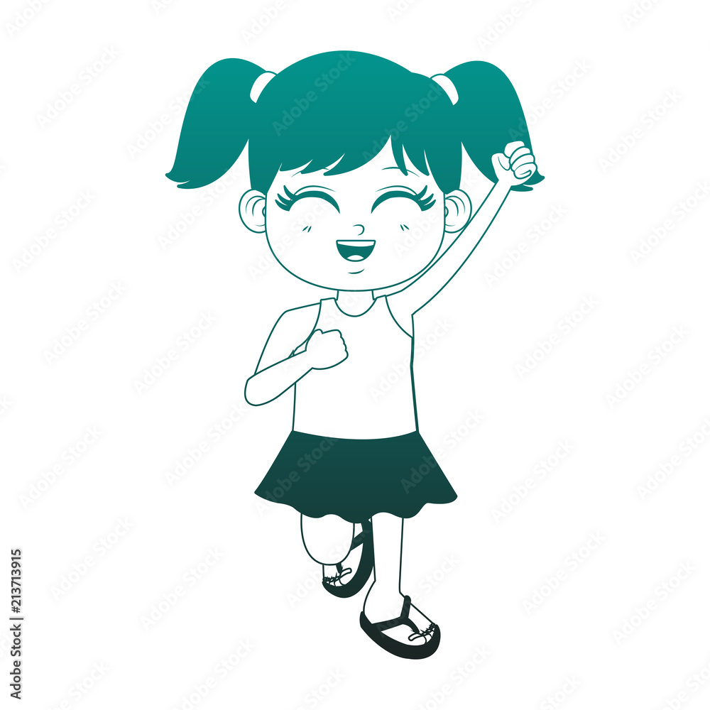 Beautiful girl with hand up cartoon vector illustration graphic design Beautiful girl with hand up cartoon vector illustration graphic design