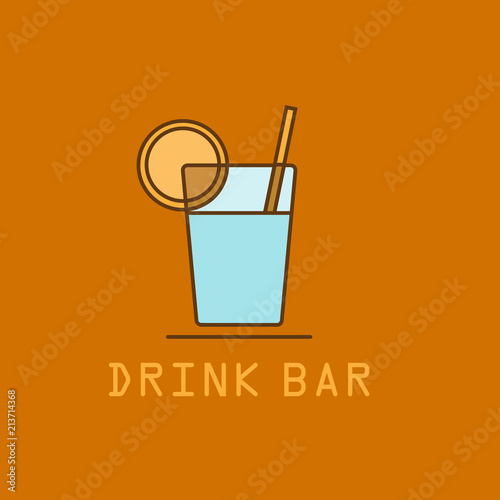 Drink logo icon template. Fresh drink juice, coke drink, vegetarian drinks, cold water, objects. Food logo, food icon, drinks logo, drinks icon, soda glass, coke drink