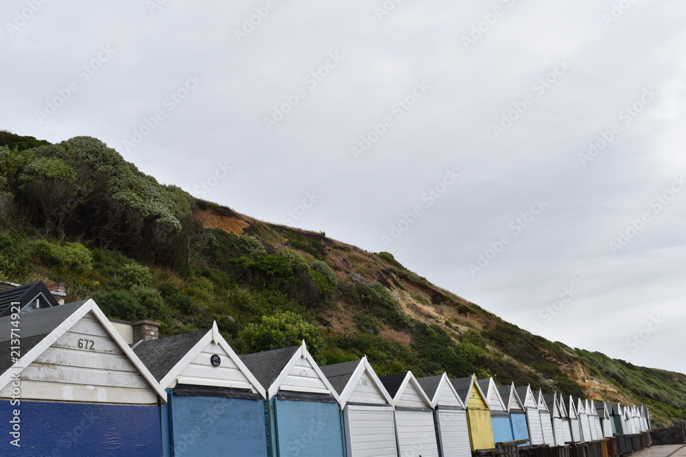 Beach huts on the Bournemouth beach promenade, England, June, 2018