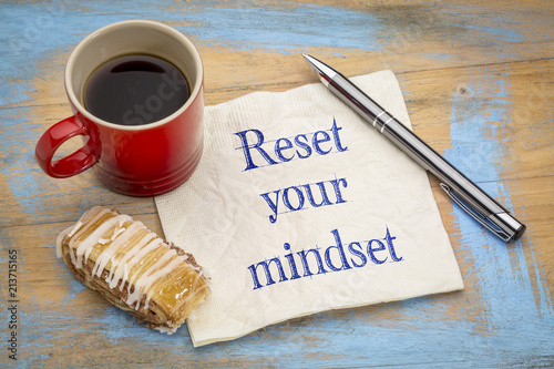 reset your minset advice on a napkin photo