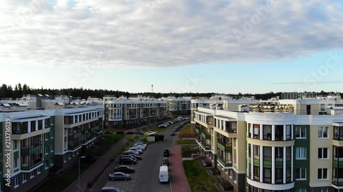 Fly over residential aeria in suburb