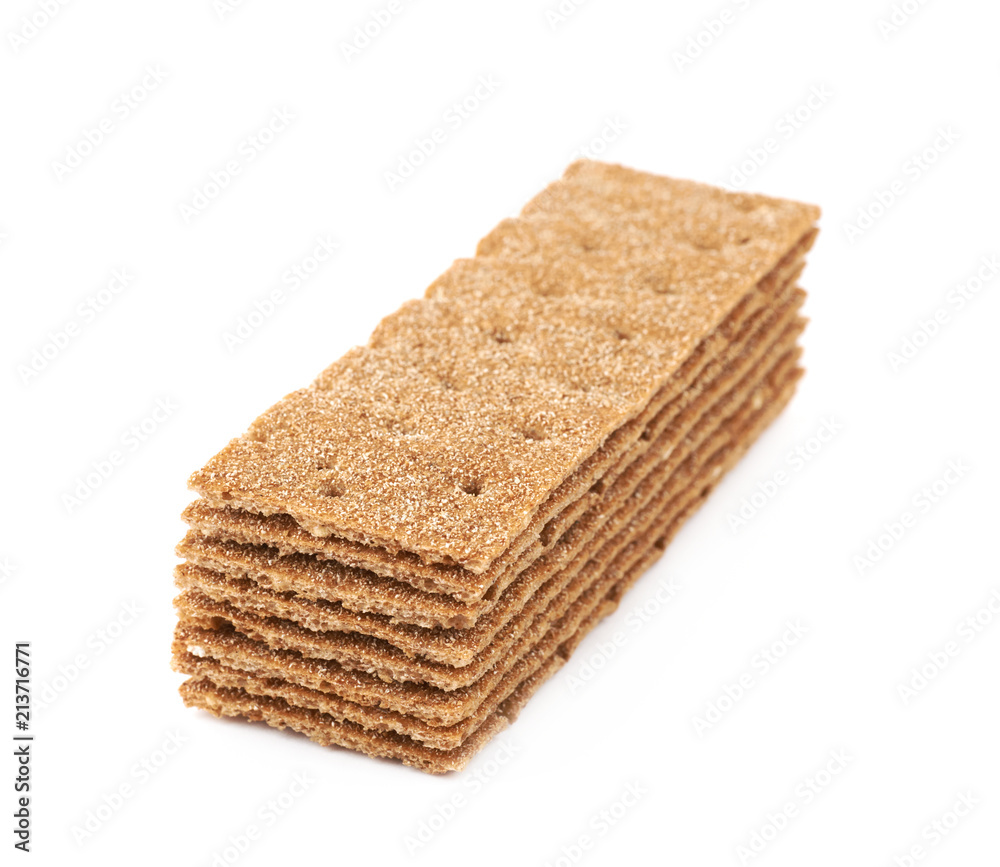 Thin rye crispy cracker isolated