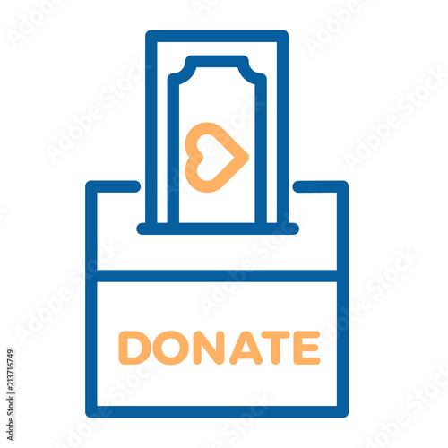 Free Download Donation box with a generous offer. Cash bill with an heart, kind money. Vector thin line icon illustration. Charity, donation, volunteering, philanthropy, help and kindness concepts. - GFXLoad