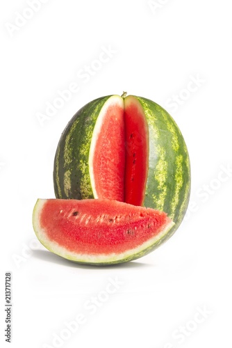 Sliced watermelon with slice isolated on white background. watermelon slice