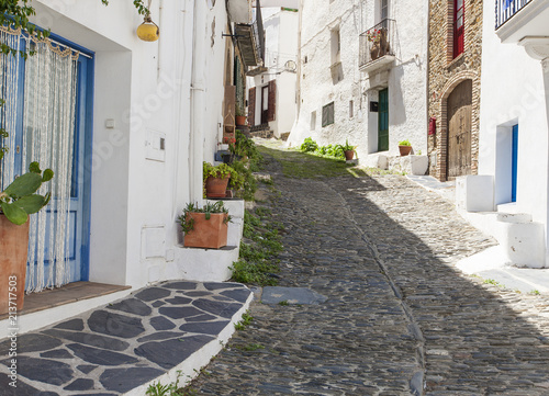cadaques, costa brava, spain- narrow streets with white walls