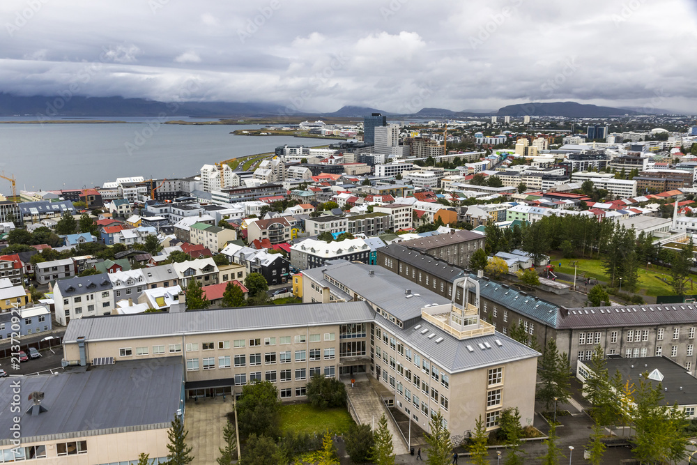 Aerial view of Reykjavik city, Iceland