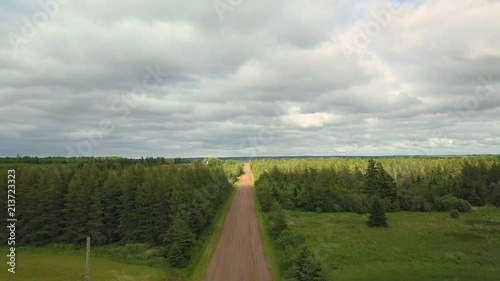 Dirt road on a cloudy day in Prince Edward Island