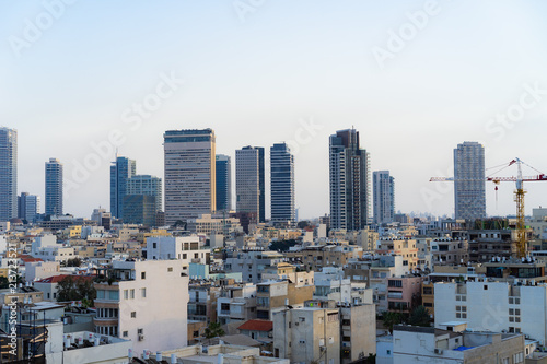 Tel Aviv Israel - February 16 2018  Tel Aviv skyline from a roof
