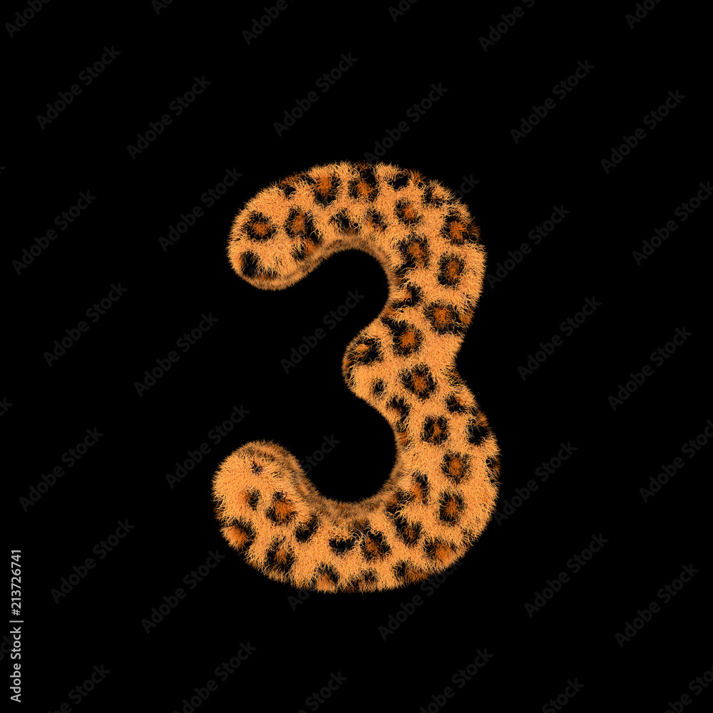 3D Rendering Creative Illustration Leopard Print Furry Number 3 3D Rendering Creative Illustration Leopard Print Furry Number 3