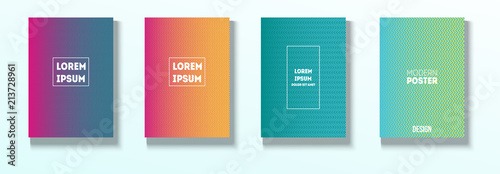 Minimal Covers, Vector Hipster Abstract Brands Design. Magenta, Cyan, Yellow Corporate Identity Blend Tech Halftones. Business Minimal Covers, Cool Retro Ad Music Party Poster Bright Gradient Stripes.