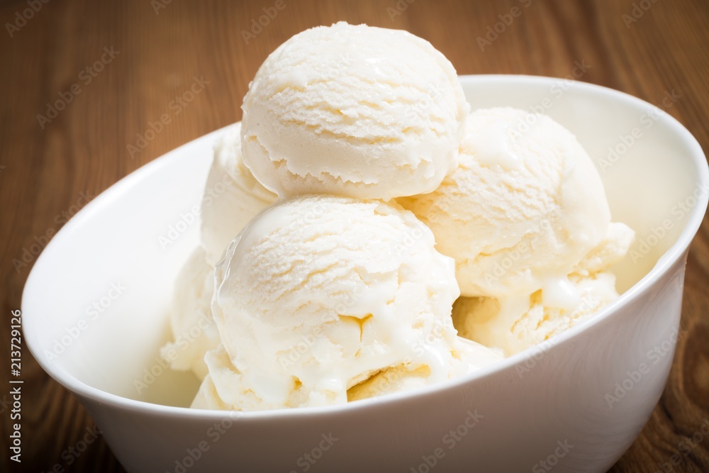 Vanilla Ice Cream Scoops in a Bowl Vanilla Ice Cream Scoops in a Bowl