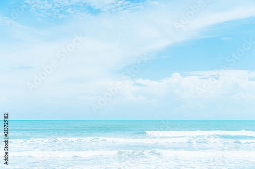 Fototapeta Naklejka Na Ścianę i Meble -  Summer blue beach and sand  with blue sky background.