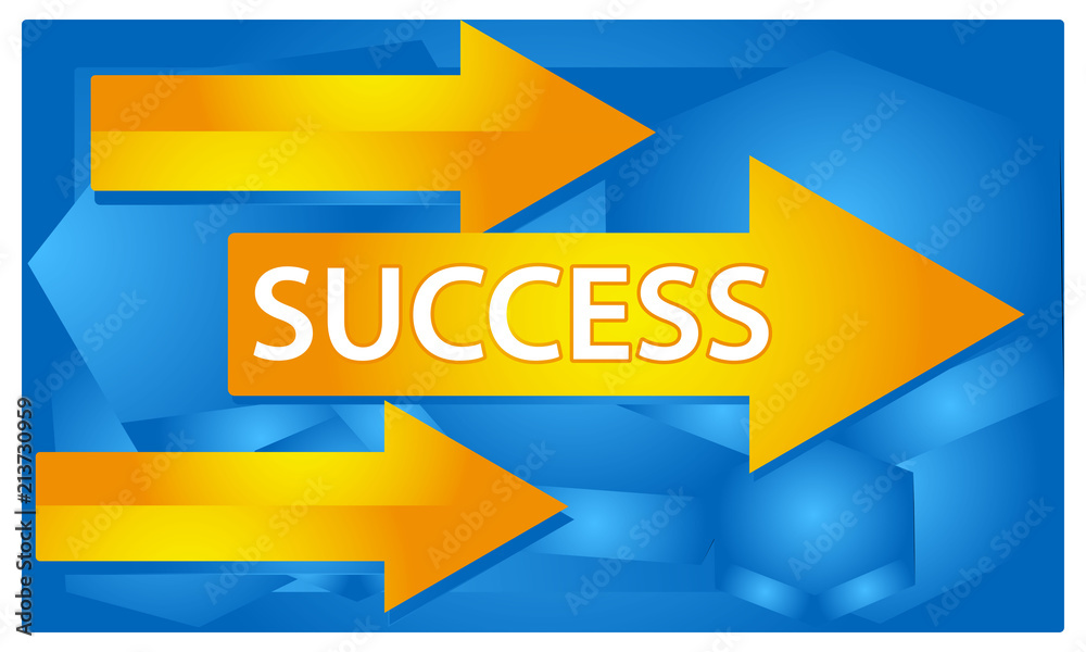 Success with arrow sign on blue background. The Vector Illustration is showing the concept of the road to success. Success with arrow sign on blue background. The Vector Illustration is showing the concept of the road to success.
