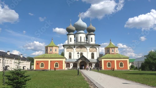 At the Cathedral of the Most Holy virgin. Tikhvin monastery, Russia photo